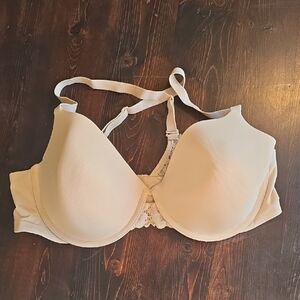 Maidenform Smooth Padded Bra Convertible Racerback Lace Detail Nude 36C